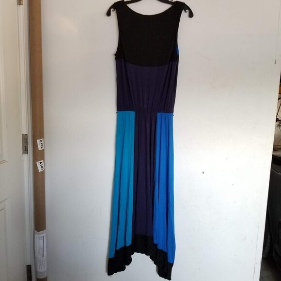 Ann Taylor Navy Color Block Sleeveless Maxi Hi Lo Handkerchief Dress Size 6 Tall - Picture 3 of 9
